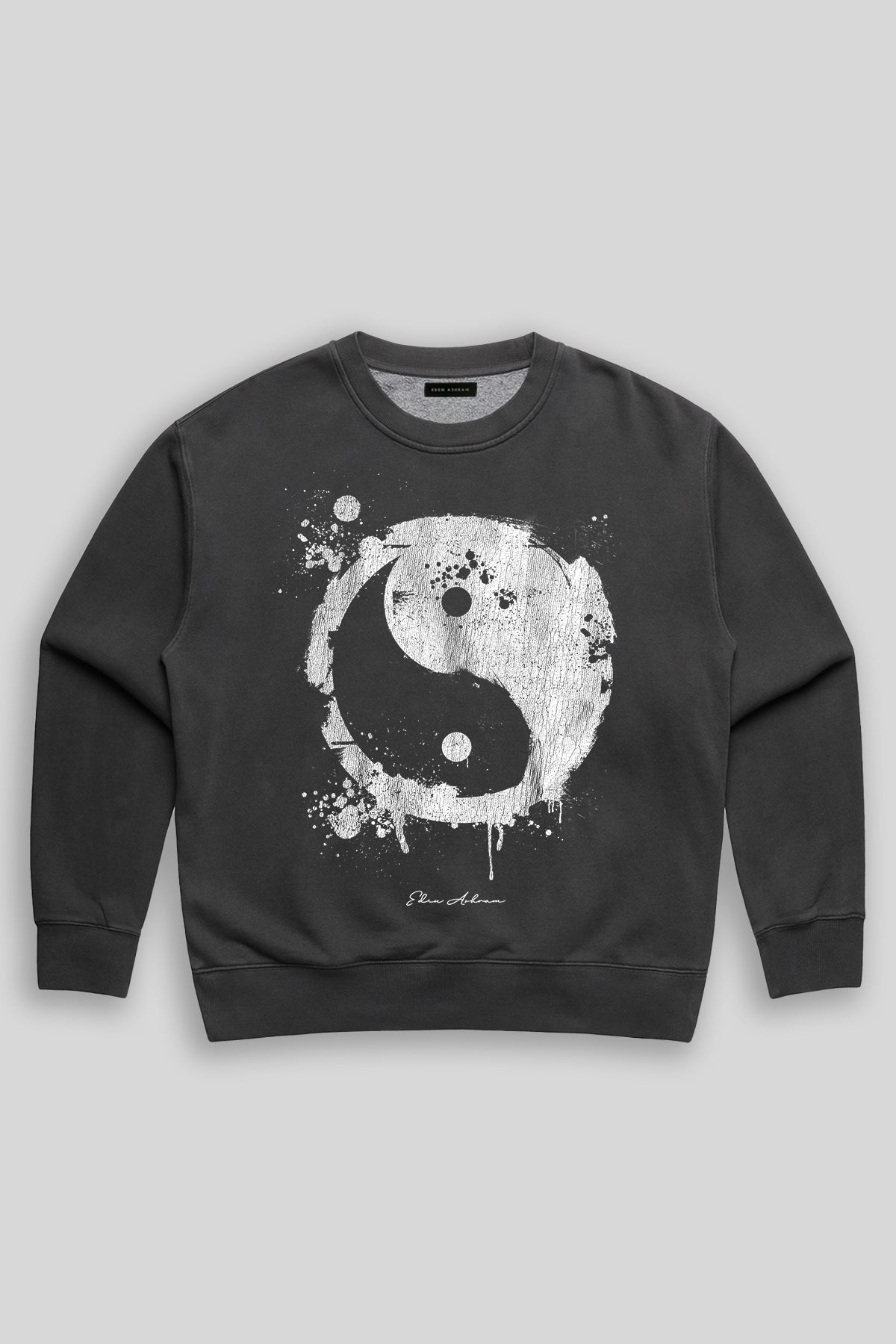 Eden Ashram Yin Yang Premium Faded Sweatshirt Faded Black